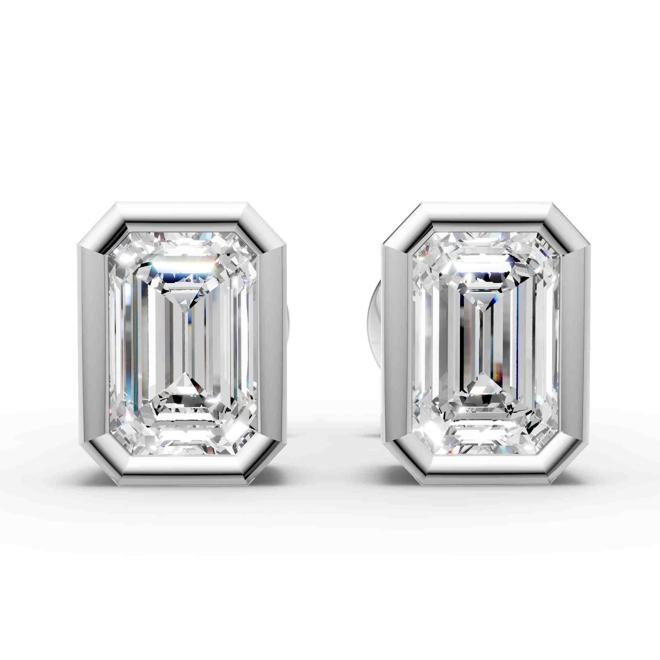 Emerald Cut Bezel Earring